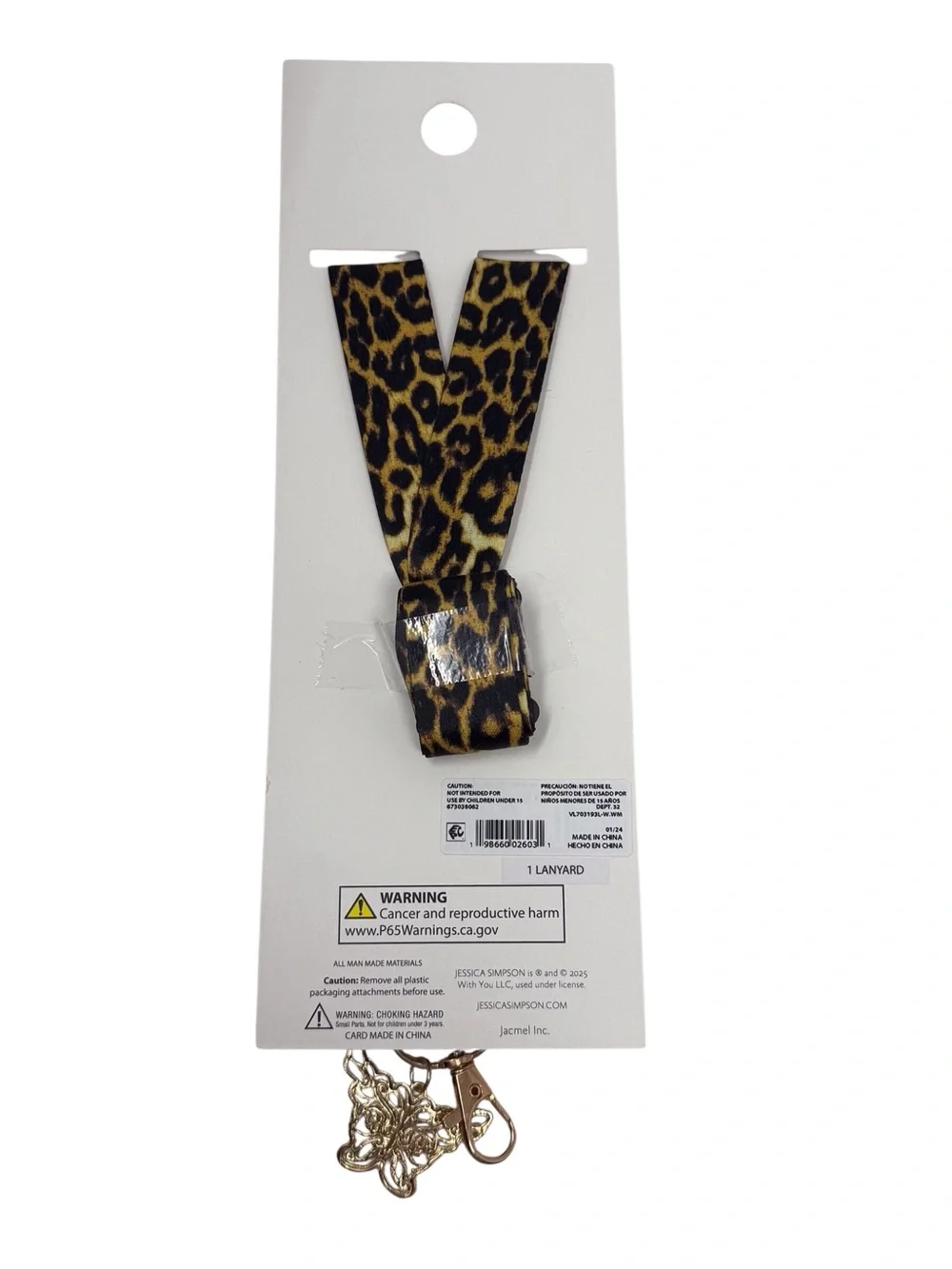 Jessica Simpson leopard-print lanyard/key Chain With Gold Tone Butterfly Charm